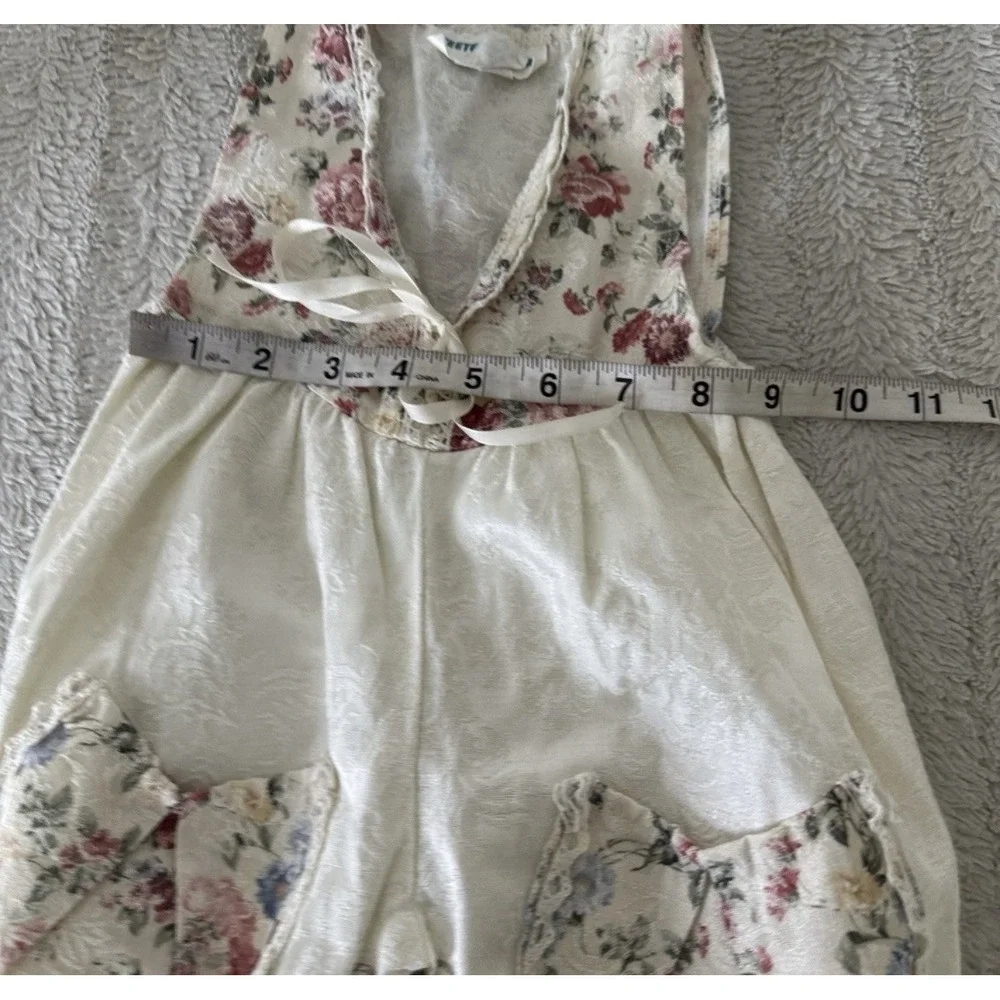 Vintage Teeter-Totter Baby Romper Size 6 Months Floral Jumpsuit Tapestry Brocade